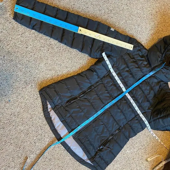 Elevate Puffer Down Cozy Black Coat Jacket Women Size SP Full Zip Pockets - Picture 3 of 8